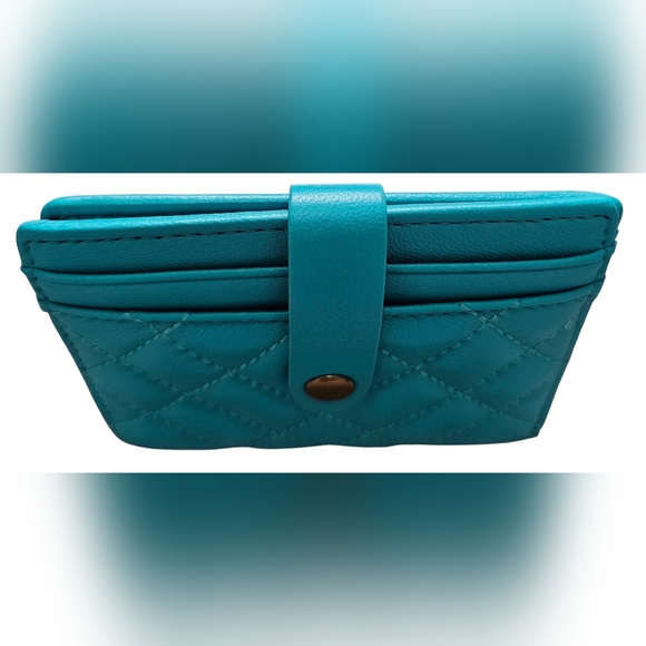 Kurt Geiger London New In Box Quilted Turquoise Card Holder - Picture 5 of 9